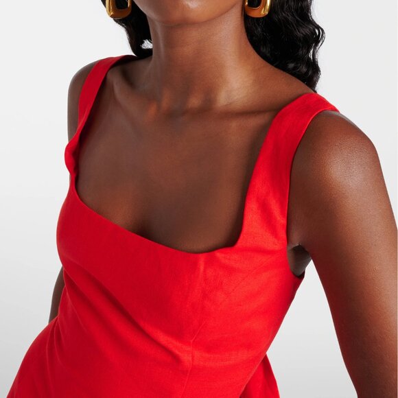 SIR the Label Iris Linen Mini Dress Red Open Back 00 - Picture 3 of 6
